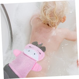 FRCOLOR 3pcs Cartoon Bath Scrubbers for Boy Girl Exfoliating Shower Mitts Gentle Body Scrub Gloves Soft and Portable Wash Towels Bee Penguin for Healthy Skin Care