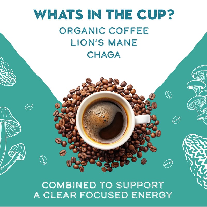 Organic Lion's Mane & Chaga Mushroom Coffee Ground Dark Roast,