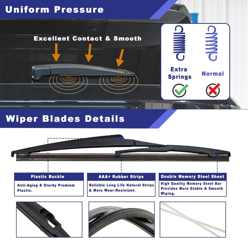 Shopauto Rear Windshield Wiper Arm Blade Assembly Kit Compatible with