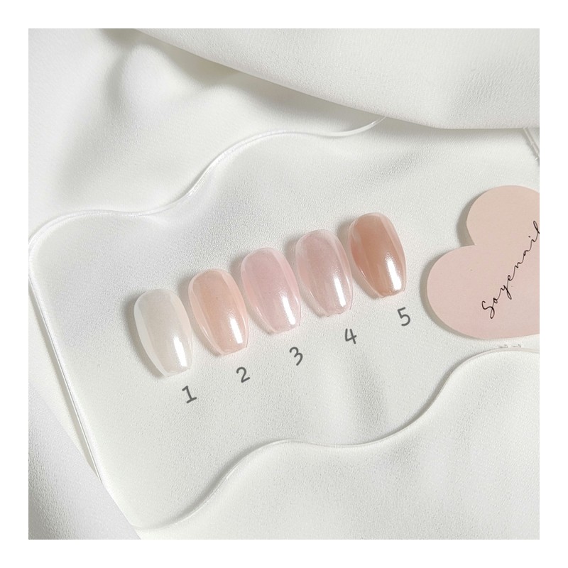 Glazed Donut Pearl Wedding Nail Tips - Coffin Egg /