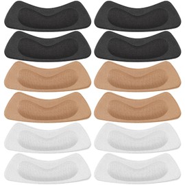 Hotop 6 Pairs Heel Cushion Pads for Women Adhesive Heel Grips Stickers Liner Inserts Ankle Protector for Loose Shoes Back(Black, White, Brown)