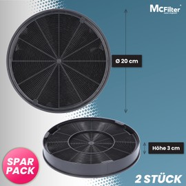 2 x activated carbon filter diameter 200 mm, EFF62, set of 2 for cooker hood suitable for carbon filter Franke 112.0016.755, AEG 9029793578, Bosch/Siemens 00748732, Miele 6532971 - filter for