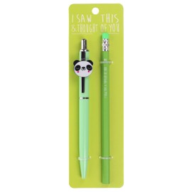 Stands Out, Supplying Outstanding Gifts Cute Panda Pen and Pencil Set Kids Charm Topper School Stationary Kits Gift