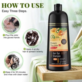 ZENITHGLO Chestnut Brown Hair Dye Shampoo 3 in 1 for Women & Men 100% Gray Hair Coverage - Herbal Ingredients Natural Plant Hair Color - Hair Dye in Minutes 17.6 Fl Oz