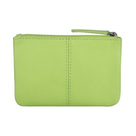 ili New York Mini Leather Coin Purse, Compact Design with Key Ring and RFID Protection for Women and Men in Vibrant Colors, Pear