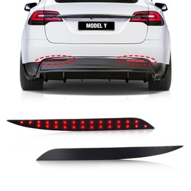 OPP ULITE LED Brake Tail Light for Model Y, 50pcs Chip, Black Smoked Lens, High Low Brightness Function, Bumper Reflector Side Lights, 2PC Pack