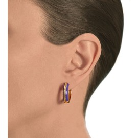 GLORIS Women's Delicate Hoop Earrings with Enamel and Zirconia Gold-Plated 18K Folding Hoop Earrings Girls Fashionable Lightweight Earrings Hypoallergenic Huggie Earrings Fashion Jewellery for Women