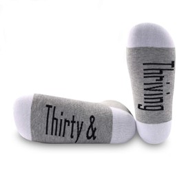 JXGZSO 30th Birthday Gift Socks Thirty and Thriving Birthday Socks Funny Socks With Sayings Friend Gift (Thirty and Thriving 1 Pair)