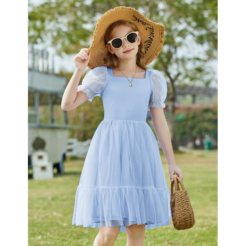 Arshiner Blue Dresses for Girls Summer Tween Easter Party Tulle