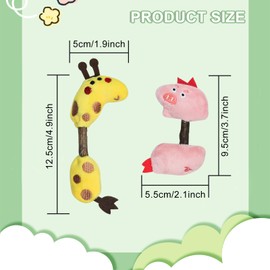 Andiker Silvervine Chew Sticks Cats Toy, 2PCS Animal Shape Kitten Teething Toys with Silvervine Rod for Indoor Cats, Cute Cat Molar Sticks Plush Toys for Cat Teeth Cleaning Chewing (Pig + Giraffe)