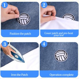 24 PCS Volleyball Embroidered Patches, Iron on Sew on Appliques Black White Soccer Ball Sewing Crochet Sports Style DIY Badges for Clothes, Jackets, Hats, Jeans (2 inch/5 cm)