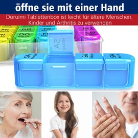 Doruimi Small Pill Box, 7 Days, Morning, Noon, Evening, 4 Large Compartments with Simple Opening Design for Children, the Elderly and Arthritic Hands, White