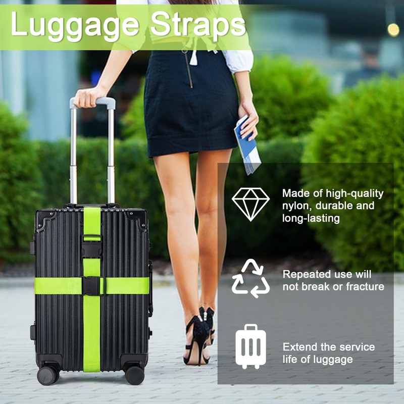 Luggage Straps for Suitcases 4 Pack, TSA Approved Travel Essentials,