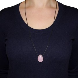 Morella Fabric Necklace, 80 cm, with Gemstone Drop Pendant, in Jewellery Bag, None