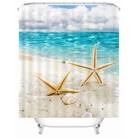 X-Labor Beach Motif Shower Curtain Waterproof Fabric Anti-Mould Includes 12 Shower Curtain Rings Washable Bath Curtain 180 x 180 cm Pattern B