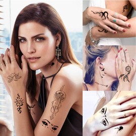 Yazhiji Waterproof Temporary Tattoos - 60 Sheets Tiny Fake Tattoo, Flowers Crowns Stars Animal Butterfly Collection Tats for Kids Adults Men and Women