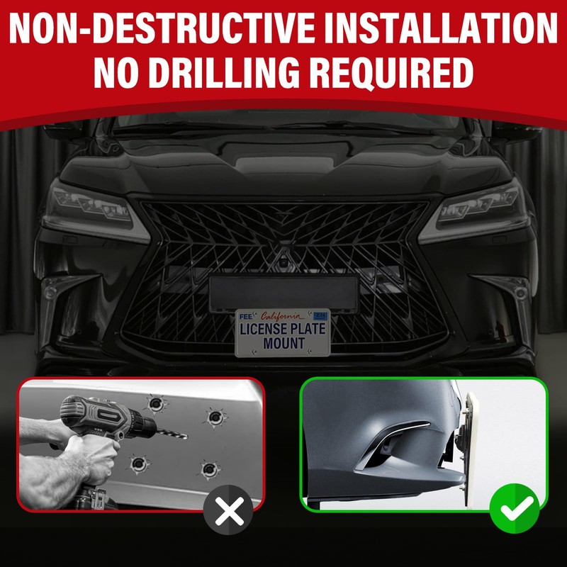 No Drill Front License Frame Compatible with Lexus 2015-up RC200t