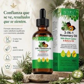 Aceite 3 En 1 Romero Ricino Negro Batana Anticaída Capilar                                                                                            