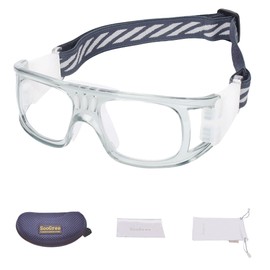 SooGree Gafas deportivas para hombres y mujeres, gafas de sol protectoras polarizadas deportivas para ciclismo (marco gris almohadilla blanca), absorción de golpes antivaho con correa ajustable