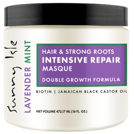 Sunny Isle Lavender Mint Hair and Strong Roots Intensive Repair Masque 16oz | Double Growth Formula | Biotin and Jamaican Black Castor Oil and Biotin
