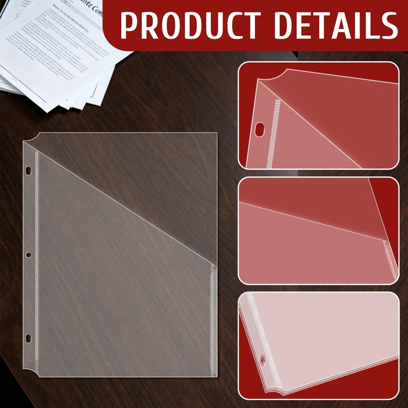 Fyess 15Pack 3 Hole Punch Clear Plastic Document Folders,Organized Up