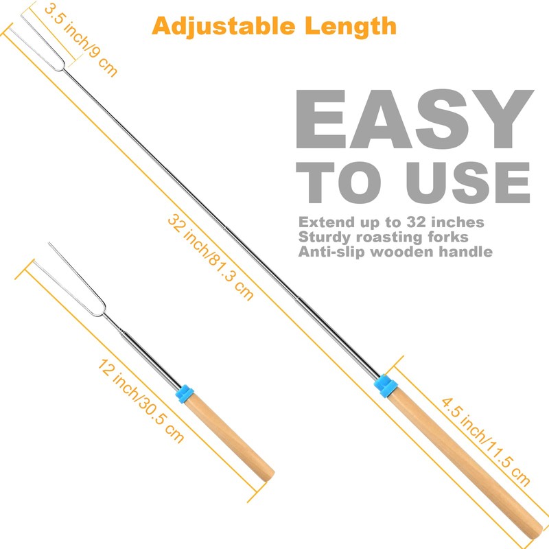 10 Pcs Marshmallow Roasting Sticks for Fire Pit Long 32Inch,