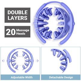 DIAMOND CHEF Cellulite Massage Roller – 360° Full-Body Adjustable Muscle Relaxation Tool with 20 Massage Heads & Double-Layer Design, Lightweight & Portable, Blue