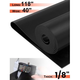 Babibobibibi 118”x40”x1/8” Rubber Sheet Roll Solid Neoprene Rubber Flooring Roll High Temperature Resistant Waterproof Easy to Cut for Gasket DIY Material,Workbench Mat,Sealing,Bumpers,Flooring, Black