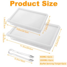 MUXHEL 4 Pcs Food Storage Container for Fridge, Plastic Deli Meat Container for Fridge with Lids, Bacon Keeper Bacon Container for Fridge (650ML×2 ＆ 2000ML×2 ＆ Buffet Serving Tongs×3)