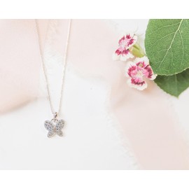 Cherished Moments Girl's Sterling Silver Butterfly April CZ Birthstone Necklace for Toddlers, Little Girls, Teens, or Women, 14 inch