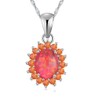CiNily Opal Pendant Necklace-14K White Gold Plated Orange Fire Opal