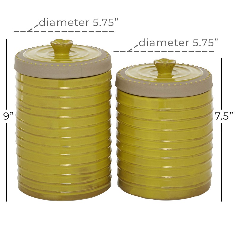 Deco 79 Decorative Jars, S/2 8", 9" H, Yellow