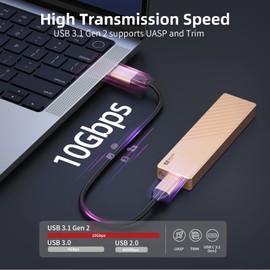 SANZANG M.2 NVME SSD Enclosure, USB 3.1 Gen2(10 Gbos) Type C to NGFF NVME PCIe M-Key(B&M Key) External Solid State Drive Enclosure, Support UASP Trim for SSDs Size 2280/2260/2242/2230, for Home Office