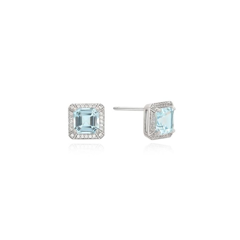 [SUMMER BRIGHT]Shining blue topaz gemstone earringsOTE123705RWL plating color / [SUMMER