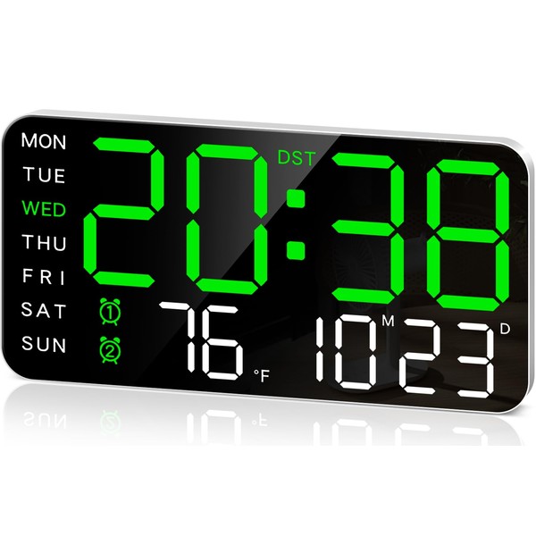 MASHI 9.5''Large Display Digital Wall Clock, Digital Alarm Clock, with