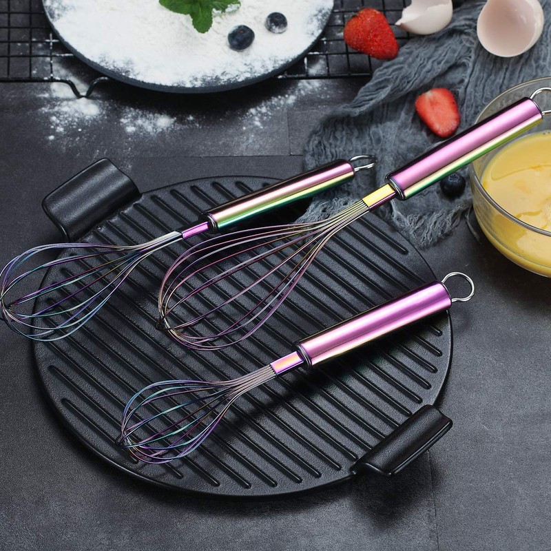 Evanda Rainbow Whisk Set of 3 Stainless Steel Titanium Plated