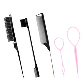 5 Stück Sleek Bun Bürste Sleek Bürste Sleek Zopf Bürste Haarbürste Sleek Look Toupierbürste Bürste Sleek Look Edges Brush Slick Back Hair Brush für Herren und Damen