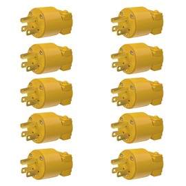 AUNOVG 10PCS Electrical Replacement Plug , 15 Amp 125 Volt, Extension Cord Ends,Industrial Grade 3-Prong Straight Blade Grounding Type, NEMA 5-15P , UL Listed, Electric Plugs,Yellow Shell(Male)