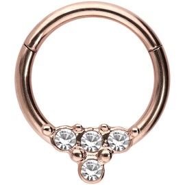 Piercingline Surgical Steel Segment Ring Clicker | 4 Crystals | Piercing for ✔ Septum ✔ Tragus ✔ Helix and many more | Colour selection., 316L Surgical Steel