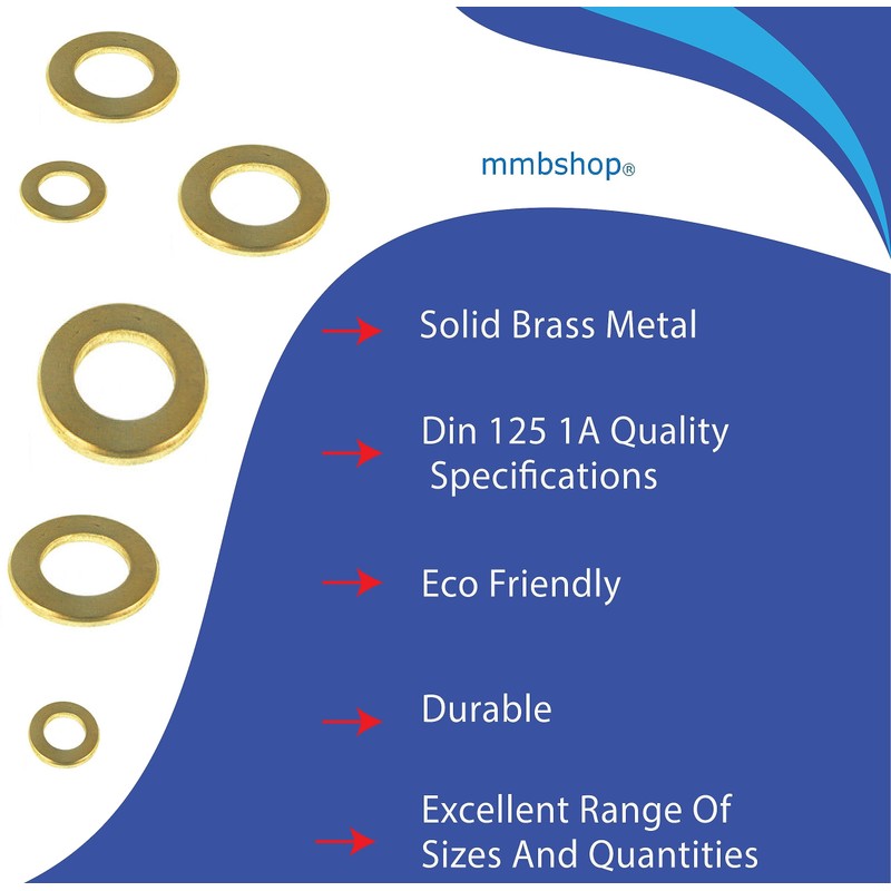M3-12 Brass Washers, Form A Thick Flat washer Metal Grade