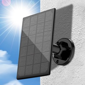 3W Solar Panel for Outdoor Wireless Security Camera, Continuously Power USB Solar Panel IP65 Waterproof, Adjustable Security Wall Mount (Black)