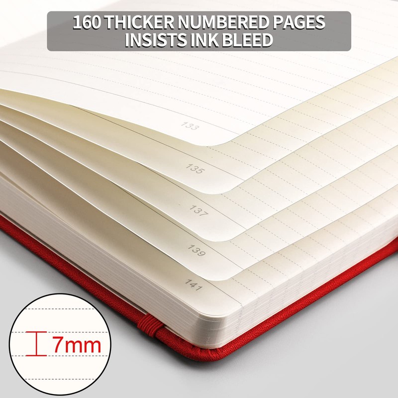 AHGXG Lined Journal Notebook - 320 Numbered Pages A5 College