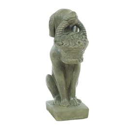 Solid Rock Stoneworks Dog with Basket in Mouth Concrete Statue, 24" Tall, Slate Color