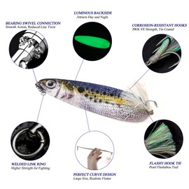 VMSIXVM Magnum Flutter Spoon Deep Sea Jigging Fishing Lures, 7.5-9 Inch Large Hard Metal Sinking Trolling Casting Striper Fishing Spoon Baits for Striped Bass, Salmon, Walleye, Saltwater, Freshwater