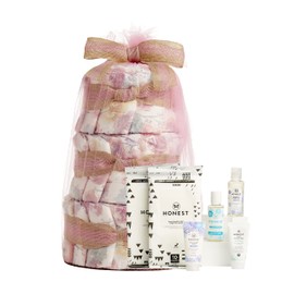The Honest Company Diaper Cake | Clean Conscious Diapers, Baby Personal Care, Plant-Based Wipes | Rose Blossom | Regular, Size 1 (8-14 lbs), 35 Count