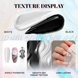 U-Shinein 6Pcs Nail Sculpting Gel,Non Wipe 3D Painting Nail Polish Gel with Chrome Nail Powder for Art Carving Modeling,Rub Powder,and Nail Painting UV/Led Manicure DIY, 01