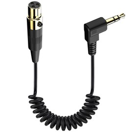 MISYNLON 3pin Mini XLR to 90Degree 3.5mm Stereo Audio Plug Coiled Cable for DSLR Cameras Video Assist