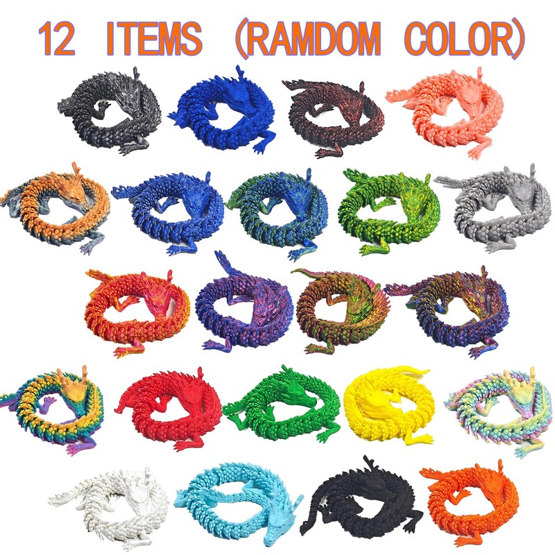 TUTHKOTH 12PCS 3D Printed Dragon Figurine Collection, 11.8 inch Dragon