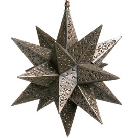 16 Inch Moravian Hanging Tin Star Light - Flower Cut