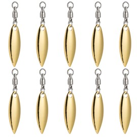 Alwonder 10 PCS Willowleaf Spinner Blades Colorado Blades with Ball Bearing Swivels Corrosion Resistant Spinnerbait Lure Making Supplies Bass Lures #3.5